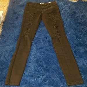 Black distressed jean pants